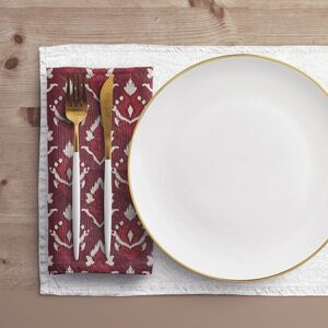NWT Porter Anna- Crimson & Cream  Cotton Napkin 4-set, Ikat